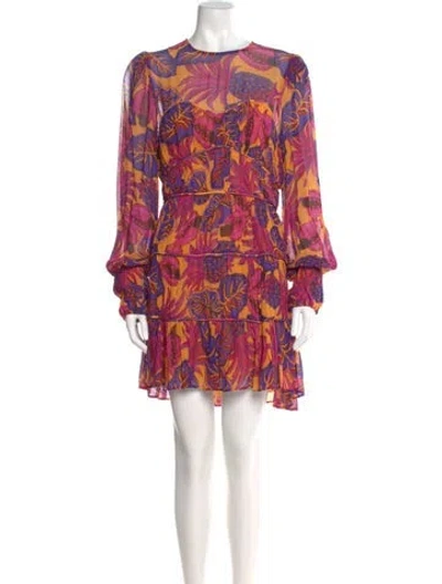 Pre-owned Farm Rio Floral Print Mini Dress In Pink