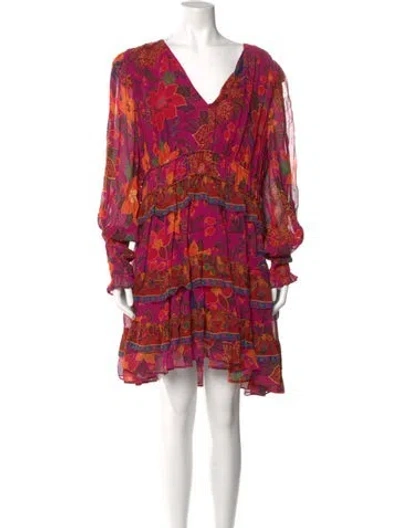Pre-owned Farm Rio Floral Print Mini Dress In Pink