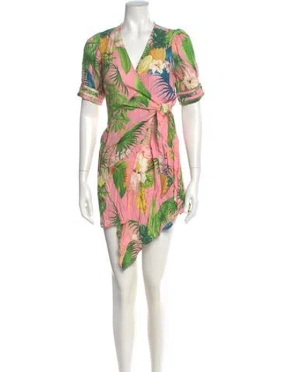 Pre-owned Farm Rio Floral Print Mini Dress In Pink