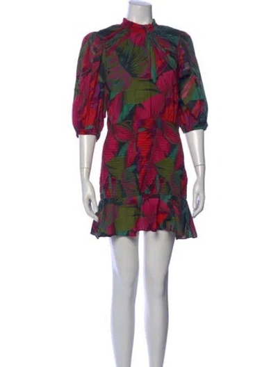 Pre-owned Farm Rio Floral Print Mini Dress In Pink