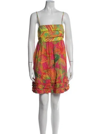 Pre-owned Farm Rio Floral Print Mini Dress In Pink