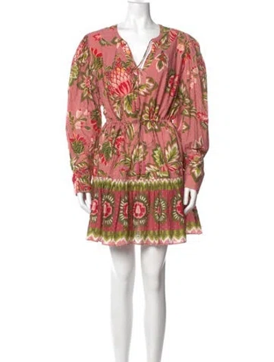 Pre-owned Farm Rio Floral Print Mini Dress In Pink