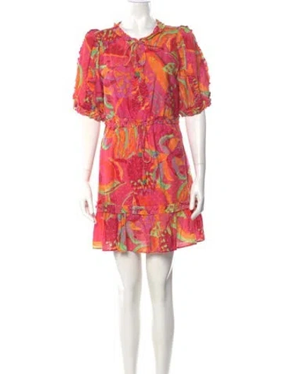 Pre-owned Farm Rio Floral Print Mini Dress In Pink