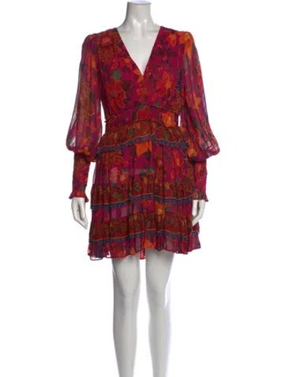 Pre-owned Farm Rio Floral Print Mini Dress In Pink