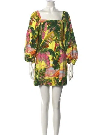 Pre-owned Farm Rio Floral Print Mini Dress In Pink