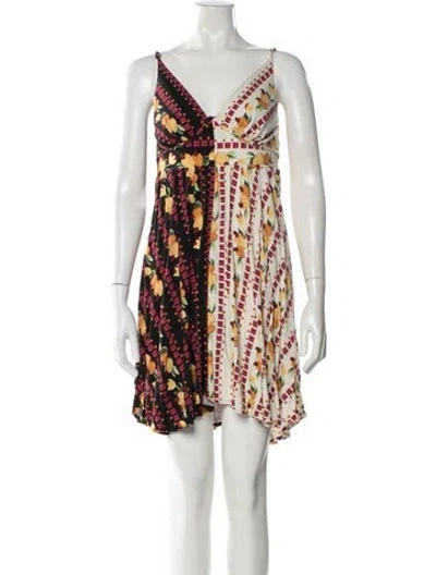 Pre-owned Farm Rio Floral Print Mini Dress In Pink