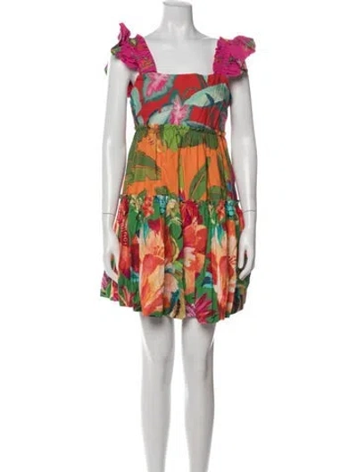 Pre-owned Farm Rio Floral Print Mini Dress In Pink