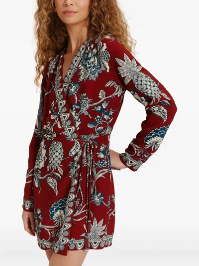 Farm Rio Tropical Landing Red Wrap Mini Dress Tropical Landing Red