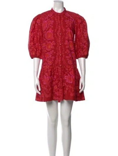 Pre-owned Farm Rio Floral Print Mini Dress In Red