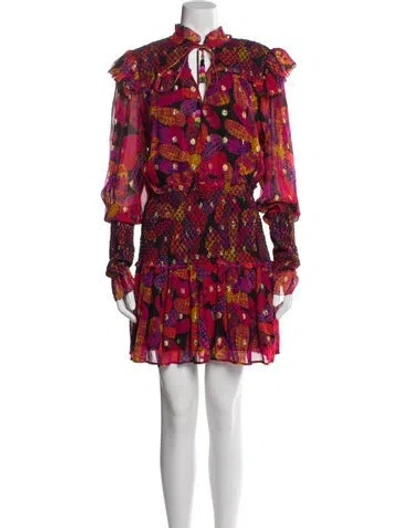 Pre-owned Farm Rio Floral Print Mini Dress In Red