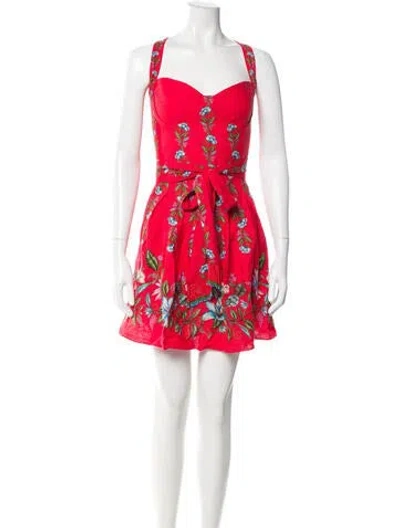 Pre-owned Farm Rio Floral Print Mini Dress In Red