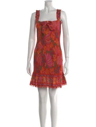 Pre-owned Farm Rio Floral Print Mini Dress In Red