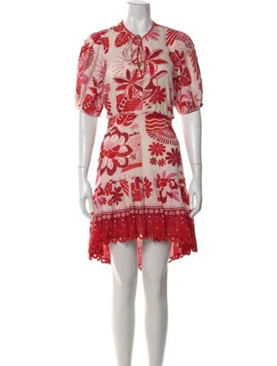 Pre-owned Farm Rio Floral Print Mini Dress In Red