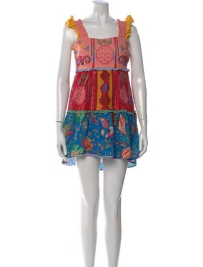 Pre-owned Farm Rio Floral Print Mini Dress In Red