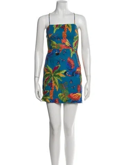 Pre-owned Farm Rio Floral Print Mini Dress In Red