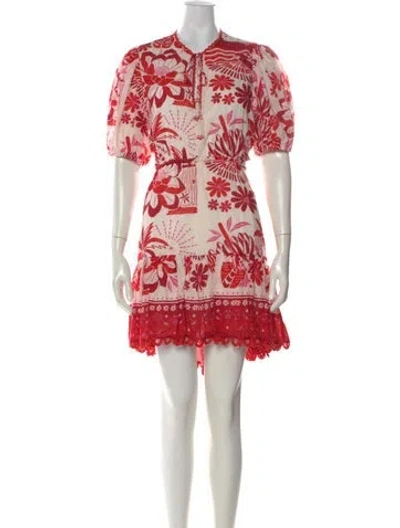 Pre-owned Farm Rio Floral Print Mini Dress In Red
