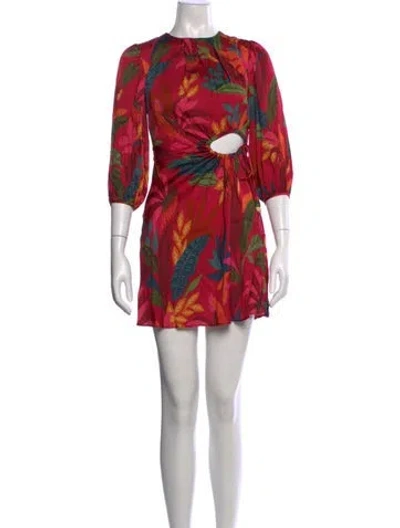 Pre-owned Farm Rio Floral Print Mini Dress In Red