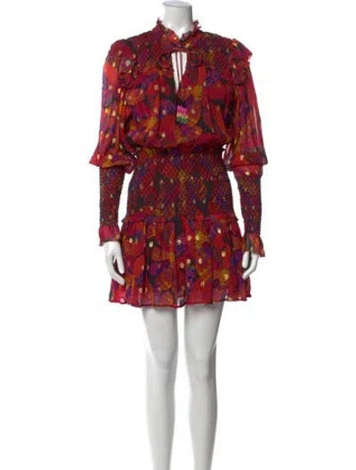 Pre-owned Farm Rio Floral Print Mini Dress In Red