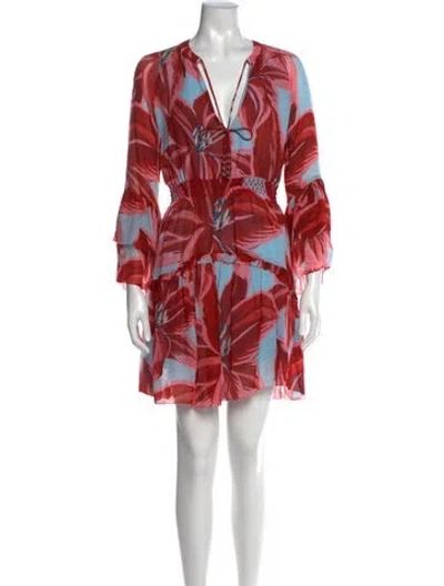 Pre-owned Farm Rio Floral Print Mini Dress In Red