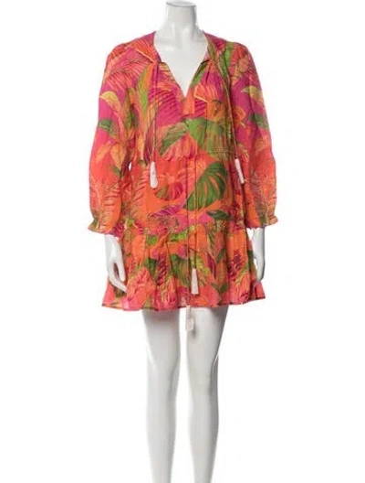 Pre-owned Farm Rio Floral Print Mini Dress In Red