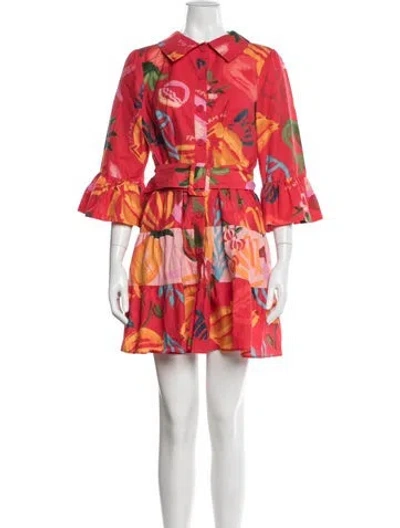 Pre-owned Farm Rio Floral Print Mini Dress In Red