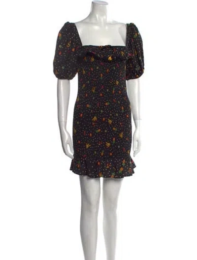 Pre-owned Farm Rio Floral Print Mini Dress W/ Tags In Black