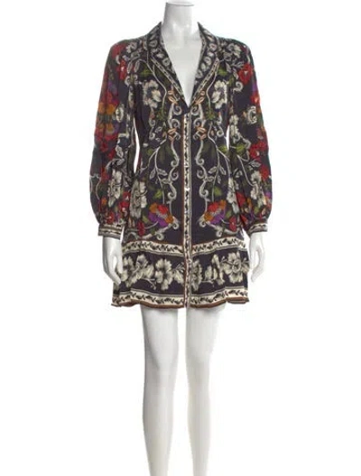 Pre-owned Farm Rio Floral Print Mini Dress W/ Tags In Black