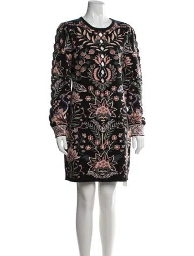 Pre-owned Farm Rio Floral Print Mini Dress W/ Tags In Black