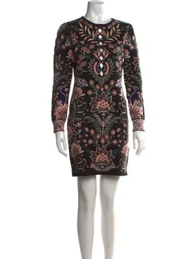 Pre-owned Farm Rio Floral Print Mini Dress W/ Tags In Black