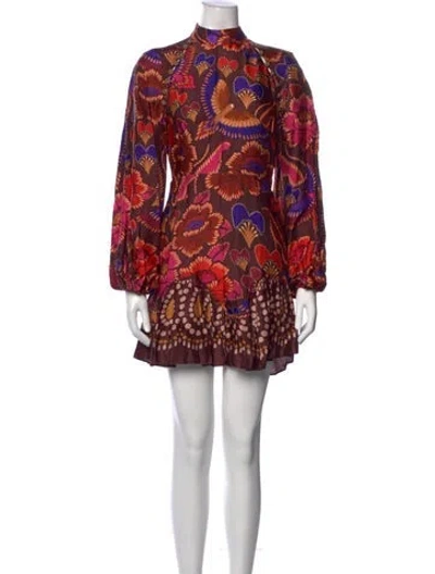 Pre-owned Farm Rio Floral Print Mini Dress W/ Tags In Blue