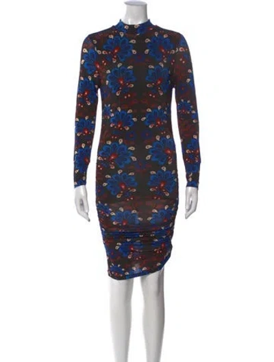 Pre-owned Farm Rio Floral Print Mini Dress W/ Tags In Blue