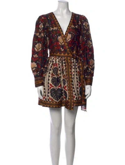 Pre-owned Farm Rio Floral Print Mini Dress W/ Tags In Brown