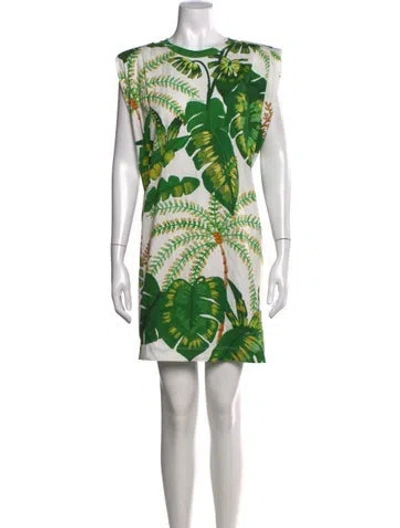 Pre-owned Farm Rio Floral Print Mini Dress W/ Tags In Green