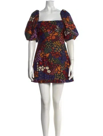 Pre-owned Farm Rio Floral Print Mini Dress W/ Tags In Green