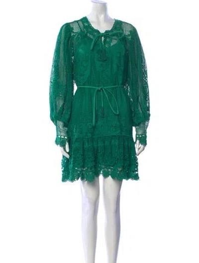 Pre-owned Farm Rio Floral Print Mini Dress W/ Tags In Green