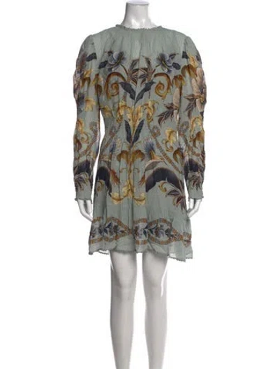 Pre-owned Farm Rio Floral Print Mini Dress W/ Tags In Green