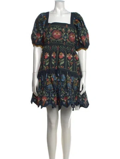 Pre-owned Farm Rio Floral Print Mini Dress W/ Tags In Multicolor