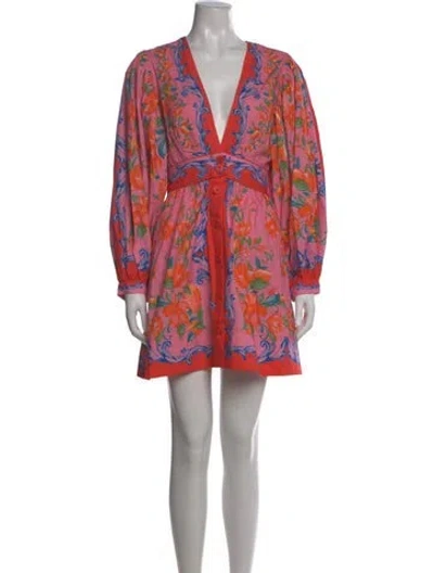 Pre-owned Farm Rio Floral Print Mini Dress W/ Tags In Pink