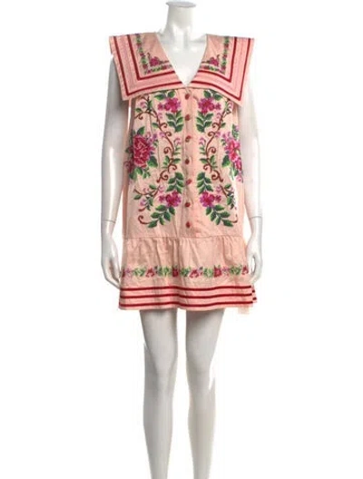 Pre-owned Farm Rio Floral Print Mini Dress W/ Tags In Pink