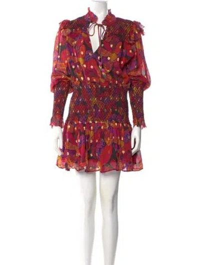 Pre-owned Farm Rio Floral Print Mini Dress W/ Tags In Red