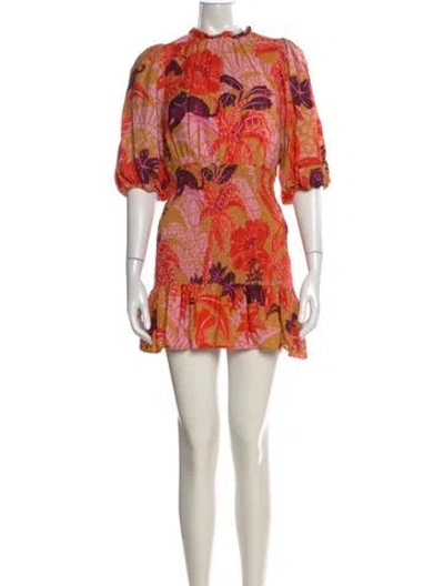 Pre-owned Farm Rio Floral Print Mini Dress In White