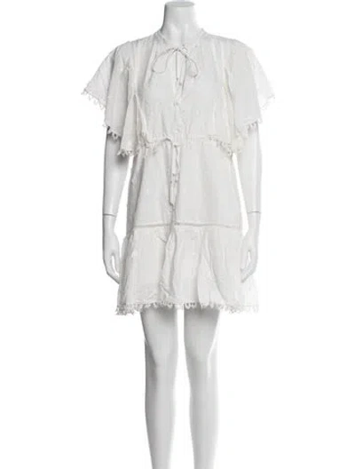 Pre-owned Farm Rio Floral Print Mini Dress In White