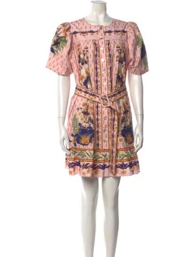 Pre-owned Farm Rio Floral Print Mini Dress In White