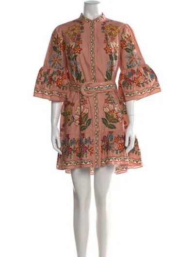 Pre-owned Farm Rio Floral Print Mini Dress In White