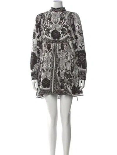 Pre-owned Farm Rio Floral Print Mini Dress In White