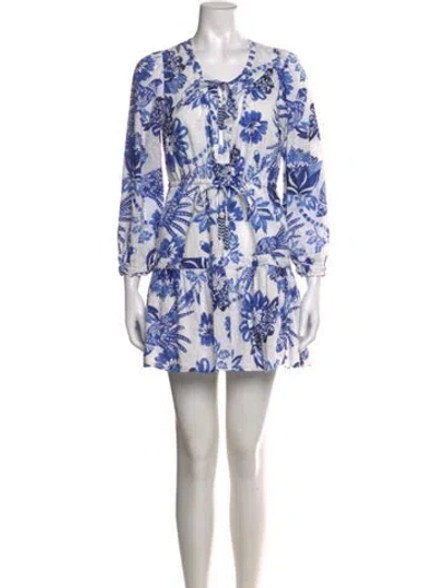 Pre-owned Farm Rio Floral Print Mini Dress In White