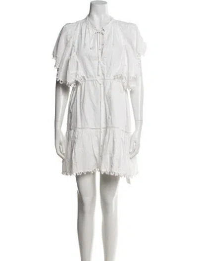 Pre-owned Farm Rio Floral Print Mini Dress In White