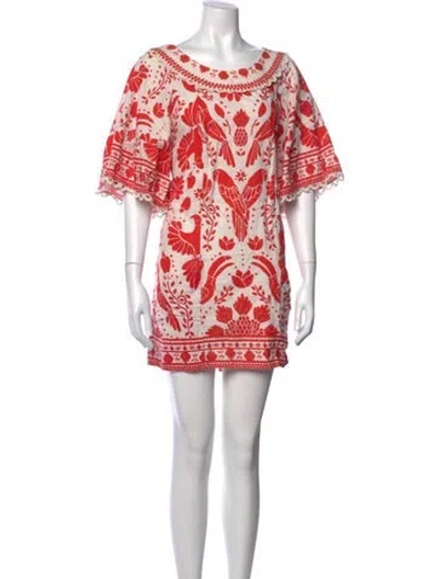 Pre-owned Farm Rio Floral Print Mini Dress In White
