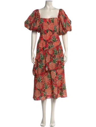 Pre-owned Farm Rio Floral Print Mini Dress In Yellow