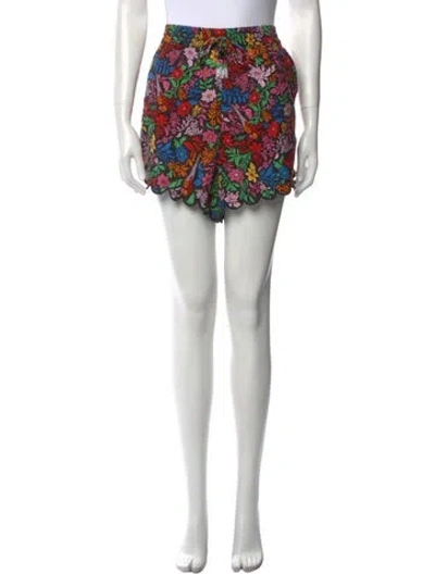 Pre-owned Farm Rio Floral Print Mini Shorts In Black